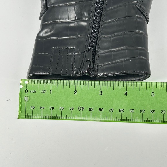 Open Edit Size 5.5 Black Faux Crocodile Western Ankle Boots Snake Embossed Toe - Picture 6 of 12